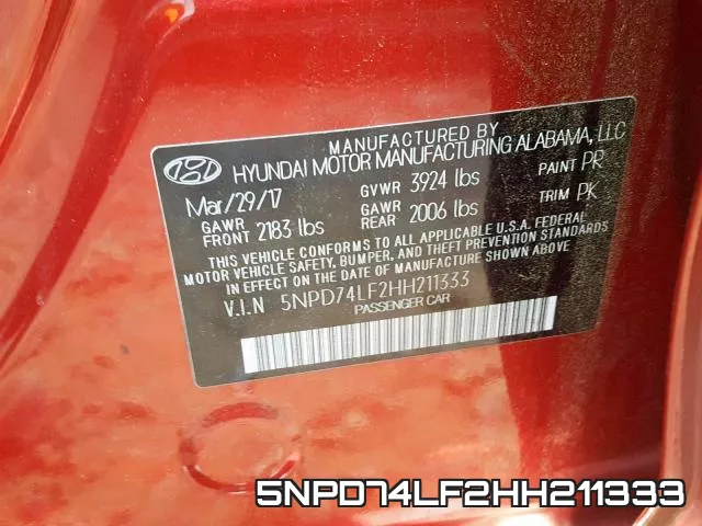 5NPD74LF2HH211333 фото 2