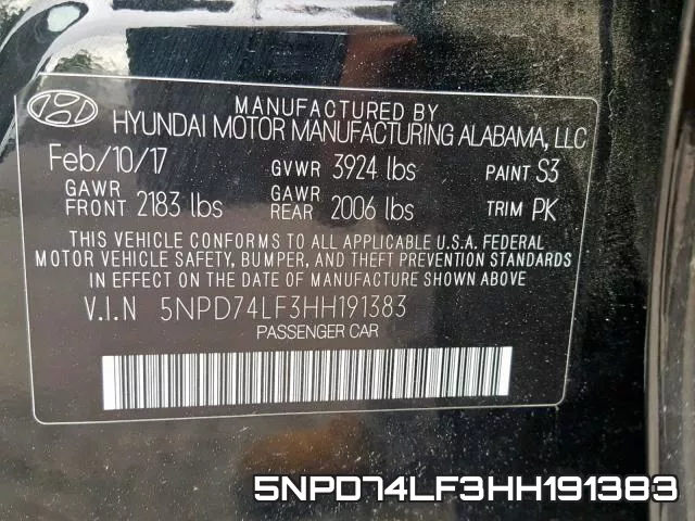 5NPD74LF3HH191383 фото 2