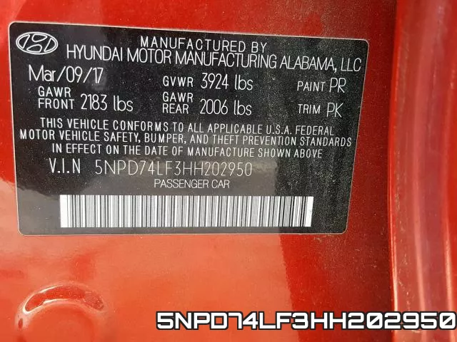 5NPD74LF3HH202950 фото 2
