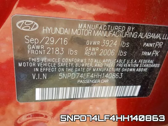 5NPD74LF4HH140863 фото 2