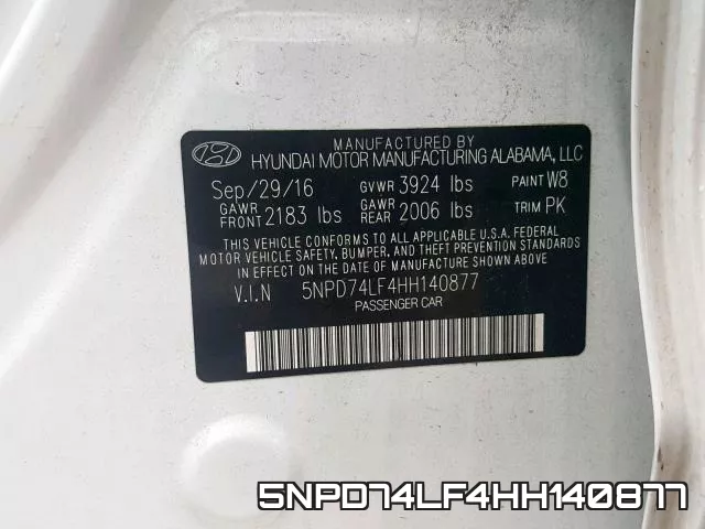 5NPD74LF4HH140877 фото 2