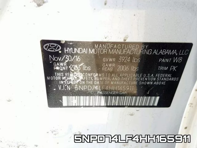 5NPD74LF4HH165911 фото 2