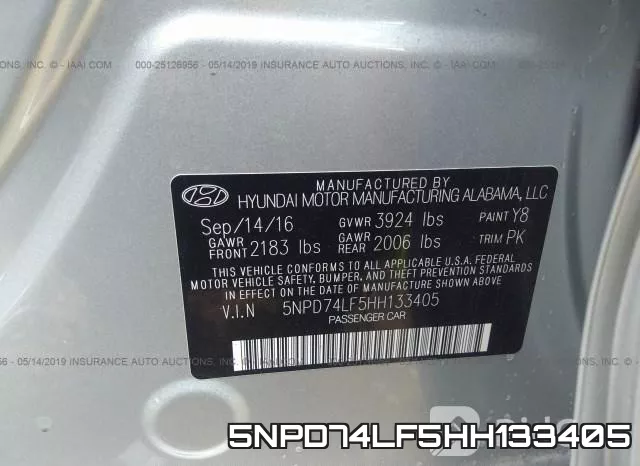 5NPD74LF5HH133405 фото 10