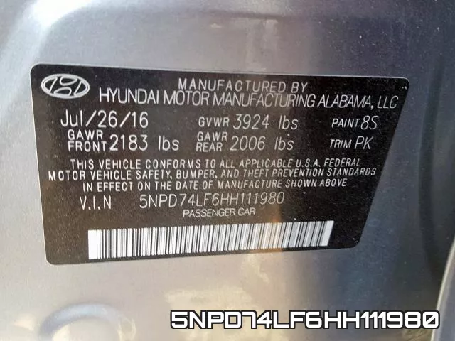 5NPD74LF6HH111980 фото 2