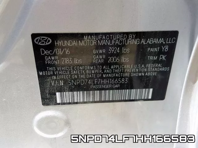 5NPD74LF7HH166583 фото 2