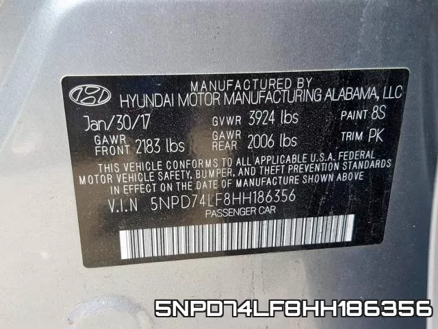 5NPD74LF8HH186356 фото 2