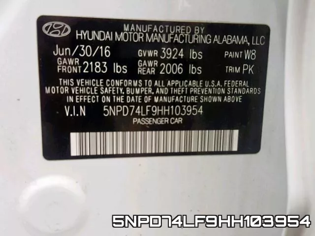5NPD74LF9HH103954 фото 2