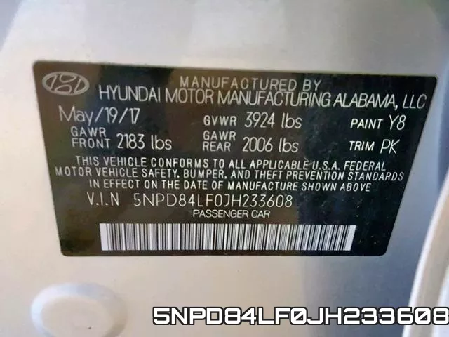 5NPD84LF0JH233608 фото 2