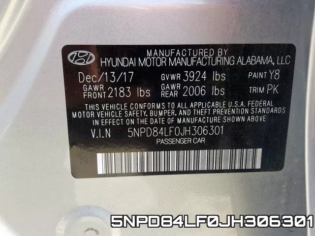 5NPD84LF0JH306301 фото 2