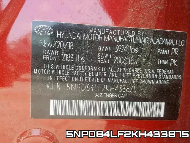 5NPD84LF2KH433875 фото 2