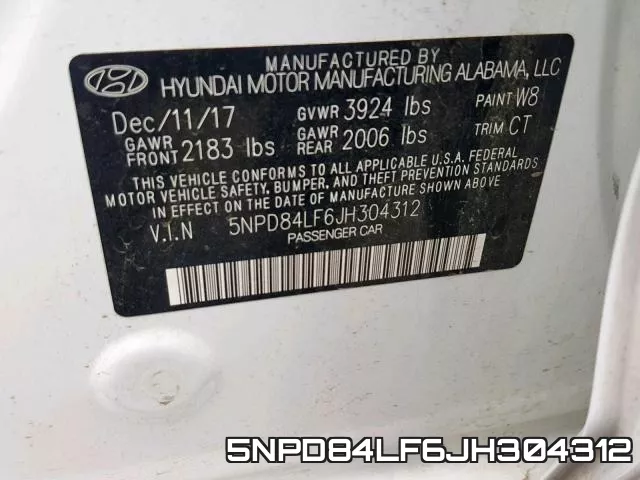 5NPD84LF6JH304312 фото 2