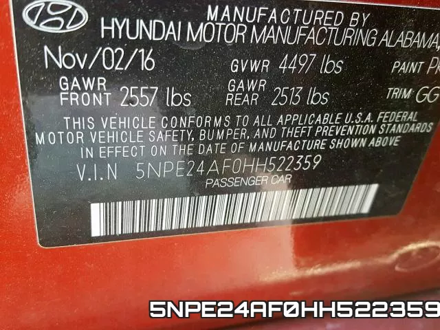5NPE24AF0HH522359 фото 2