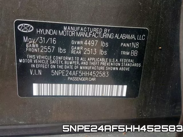 5NPE24AF5HH452583 фото 2