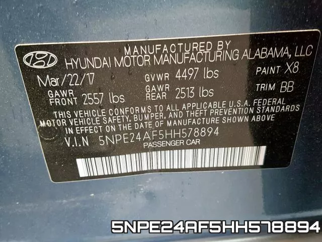 5NPE24AF5HH578894 фото 2