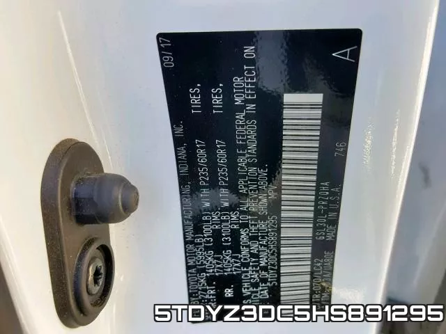 5TDYZ3DC5HS891295 фото 2
