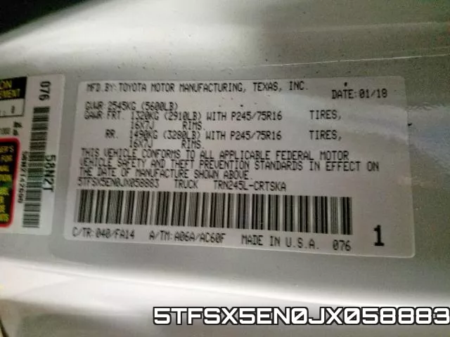 5TFSX5EN0JX058883 фото 2