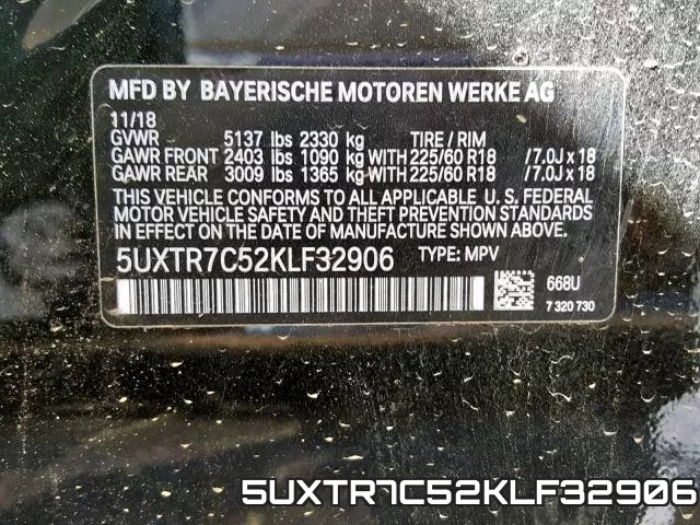 5UXTR7C52KLF32906 фото 2