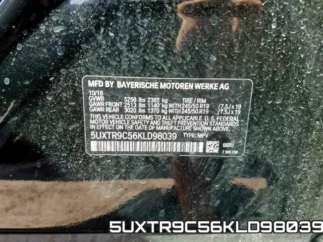 5UXTR9C56KLD98039 фото 2