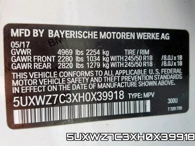5UXWZ7C3XH0X39918 фото 2