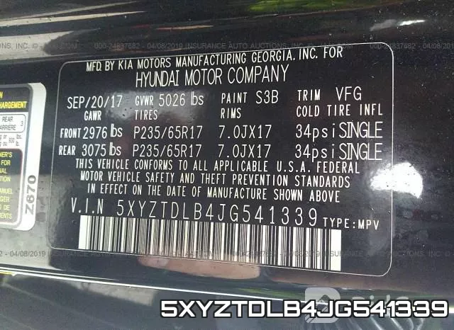 5XYZTDLB4JG541339 фото 10