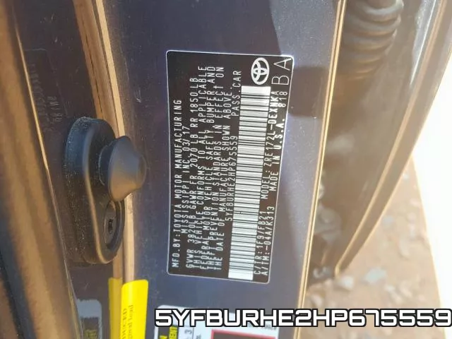 5YFBURHE2HP675559 фото 2