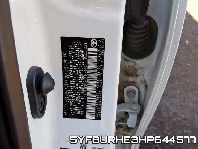 5YFBURHE3HP644577 фото 2