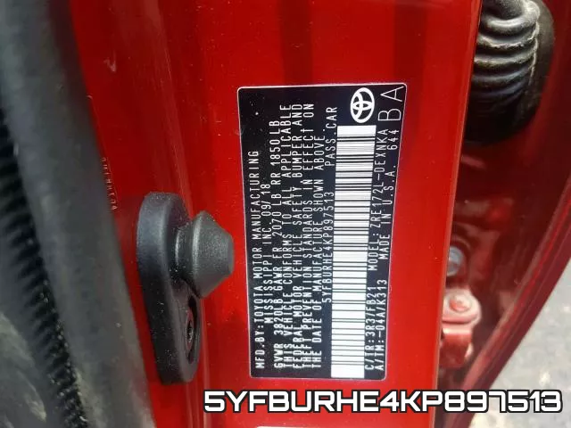 5YFBURHE4KP897513 фото 2