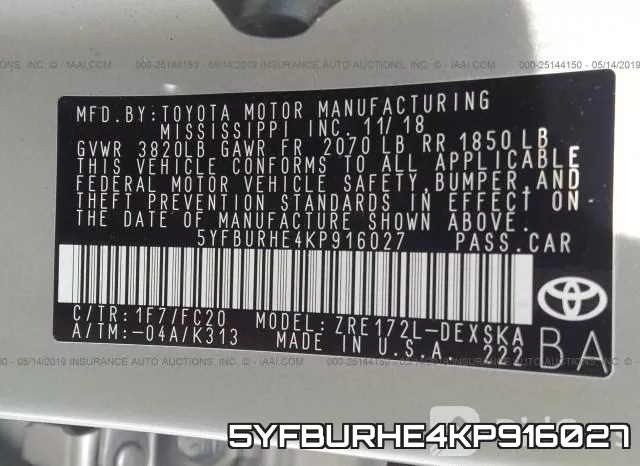 5YFBURHE4KP916027 фото 10