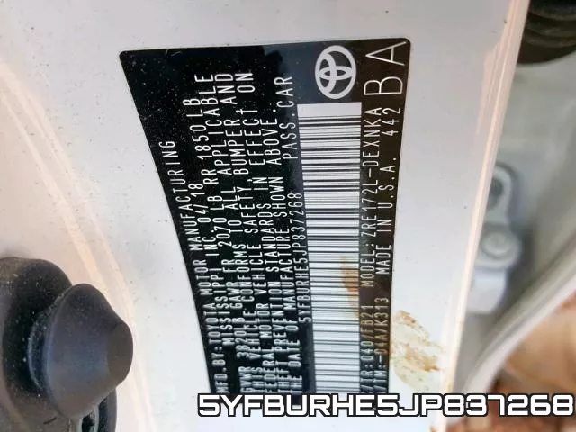 5YFBURHE5JP837268 фото 2