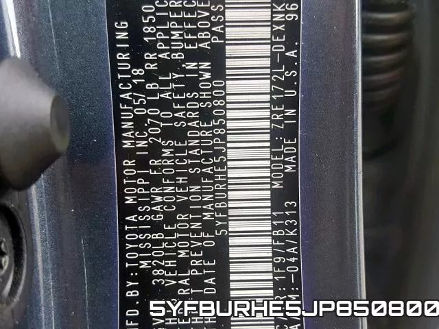 5YFBURHE5JP850800 фото 2
