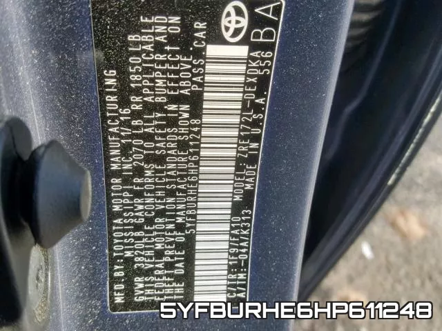 5YFBURHE6HP611248 фото 2