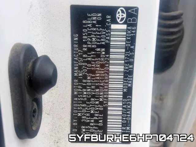 5YFBURHE6HP704724 фото 2
