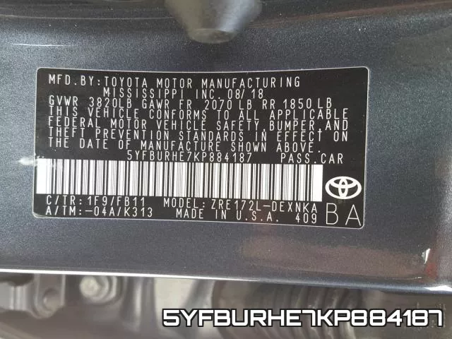 5YFBURHE7KP884187 фото 2