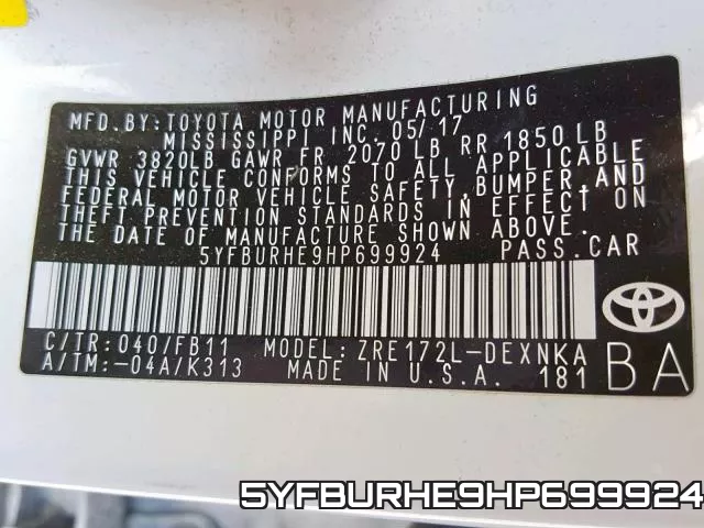 5YFBURHE9HP699924 фото 2