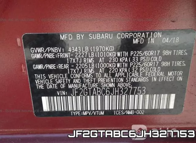 JF2GTABC6JH327753 фото 10