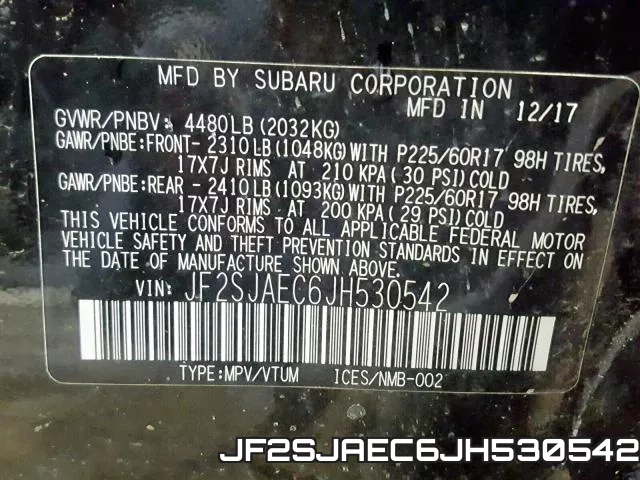 JF2SJAEC6JH530542 фото 2