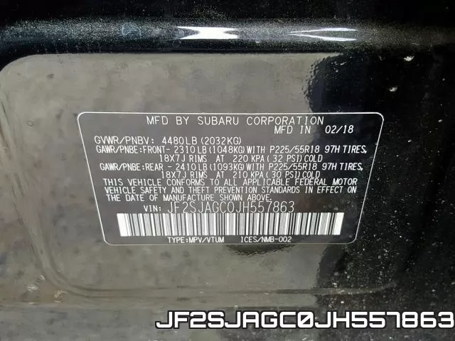 JF2SJAGC0JH557863 фото 2