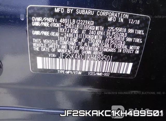 JF2SKAKC1KH489501 фото 10