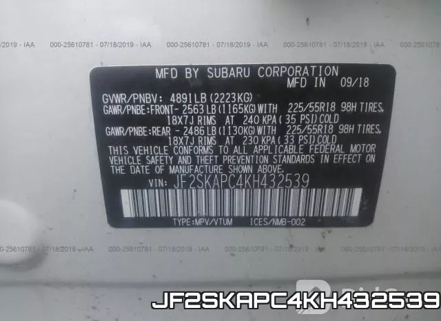 JF2SKAPC4KH432539 фото 10
