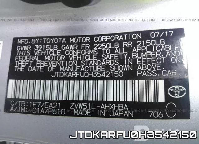 JTDKARFU0H3542150 фото 10