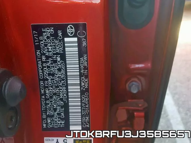 JTDKBRFU3J3585657 фото 2