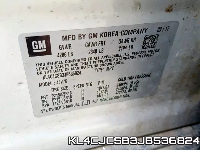 KL4CJCSB3JB536824 фото 2