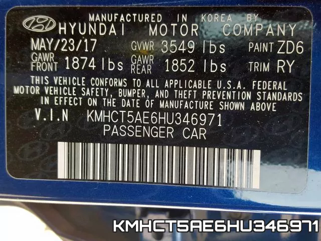 KMHCT5AE6HU346971 фото 2