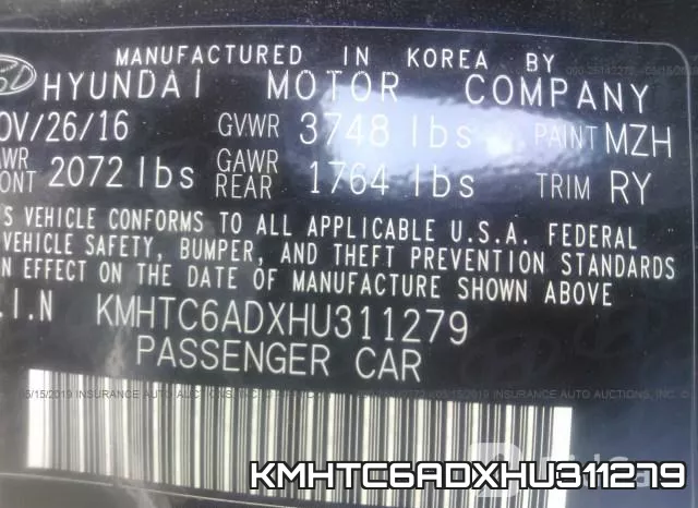 KMHTC6ADXHU311279 фото 10