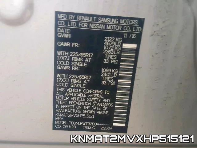 KNMAT2MVXHP515121 фото 2