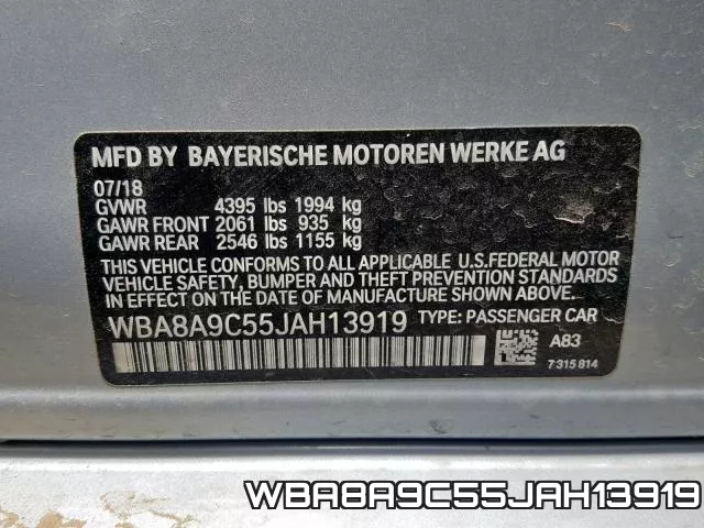 WBA8A9C55JAH13919 фото 2