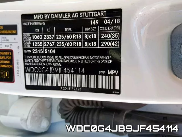 WDC0G4JB9JF454114 фото 2