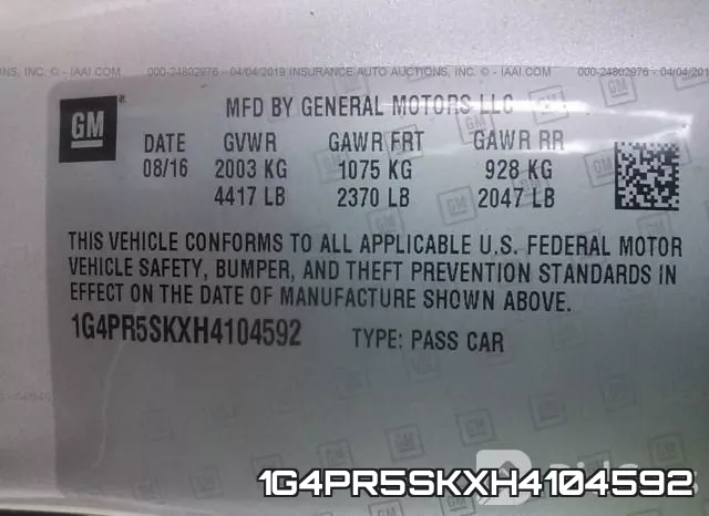 1G4PR5SKXH4104592 фото 10