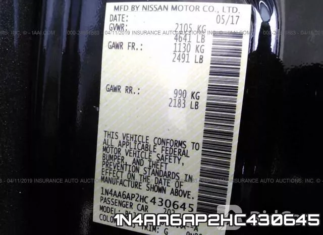 1N4AA6AP2HC430645 фото 10