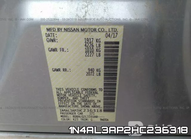 1N4AL3AP2HC236318 фото 9